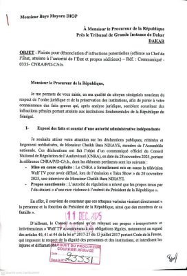 Respect des institutions : Baye Mayoro Diop porte plainte contre Cheikh Bara Ndiaye