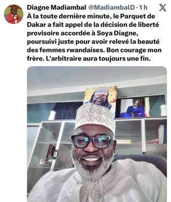 Madiambal apporte son soutien à Soya Diagne : "Bon courage mon frère. L'arbitraire aura toujours une fin"