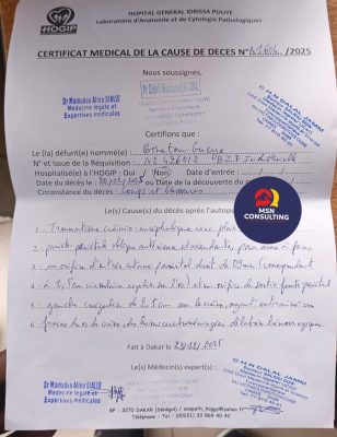 Décès de Binetou Gueye : Les conclusions fracassantes de l’autopsie