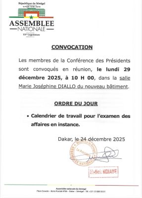 Assemblée nationale : La Conférence des Présidents convoquée, le lundi 29 décembre prochain