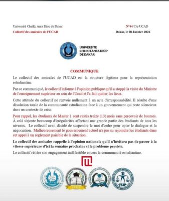 UCAD : Le Collectif des amicales stoppe la visite du ministre et hausse le ton face au silence du gouvernement