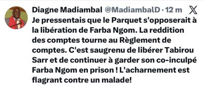 Farba Ngom maintenu en prison : "L'acharnement est flagrant contre un malade", dénonce Madiambal Diagne