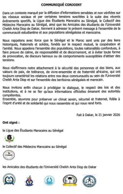 Tensions Finale CAN 2025 : Étudiants sénégalais et marocains appellent au calme et à l’unité
