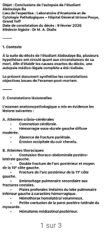 L'autopsie du corps d'Abdoulaye Ba parle : des résultats terrifiants
