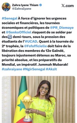 Tournées Diomaye et Sonko, Tensions UCAD, Aff des supporters Sénégalais : Zahra I. Thiam brise le silence !