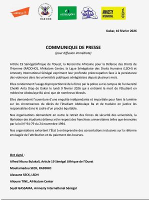 Décès de l’étudiant Abdoulaye BA : Des organisations des droits de l’homme réclament justice