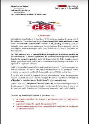 Suspension des amicales étudiantes de l’UCAD : La CESL dénonce une décision "irréfléchie" du Conseil académique