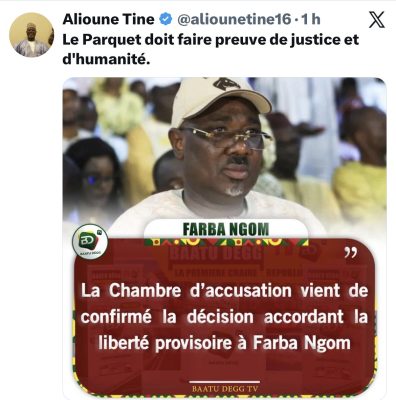 LP accordée à Farba Ngom : "Le Parquet doit faire preuve de justice et d'humanité", dixit Alioune Tine