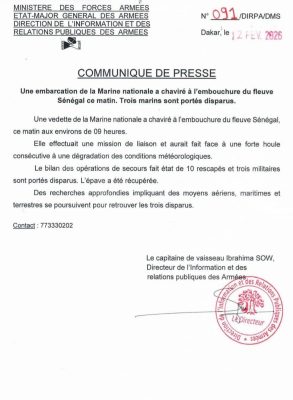 Urgent - Saint-Louis : Une vedette de la Marine nationale chavire, trois militaires portés disparus