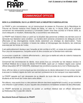 Décès d'Abdoulaye Ba : Le FRAPP fustige le communiqué du Procureur et réclame justice