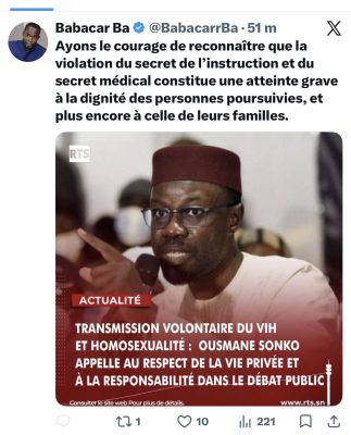 Babacar Ba : "La violation du secret de l’instruction et du secret médical constitue une atteinte grave à la dignité des personnes poursuivies"