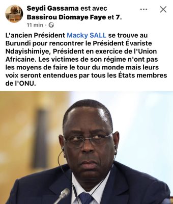 Macky Sall à Burundi : "Les voix des victimes de son régime seront entendues par tous les États membres de l'ONU"