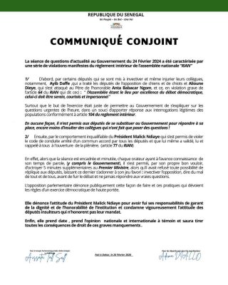 Questions d’actualité : L’opposition parlementaire dénonce de graves violations du règlement intérieur de l'Assemblée Nationale
