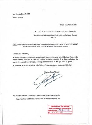 Mise en accusation devant la Haute Cour de Justice : Me Moussa Bocar Thiam saisit le Conseil Constitutionnel