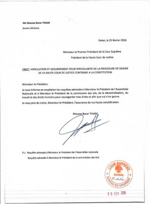 Mise en accusation devant la Haute Cour de Justice : Me Moussa Bocar Thiam saisit le Conseil Constitutionnel