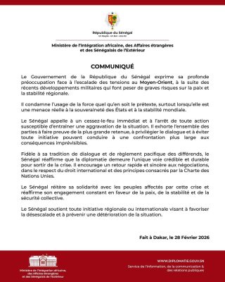 Escalade des tensions au Moyen-Orient : Le Sénégal condamne et appelle à un cessez-le-feu immédiat
