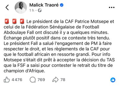 CAF : Ce que Patrice Motsepe et Abdoulaye Fall se sont dits !