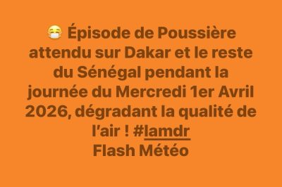 Alerte Météo : Un épisode de poussière attendu à Dakar, ce mercredi