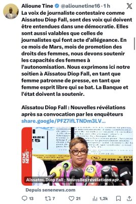Convocation d’Aïssatou Diop Fall : Alioune TINE exprime son soutien à la journaliste