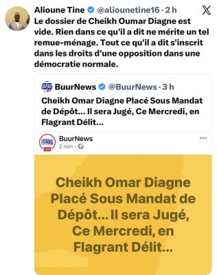 Alioune TINE : "Le dossier de Cheikh Oumar Diagne est vide. Rien dans ce qu'il a dit ne mérite un tel remue-ménage"