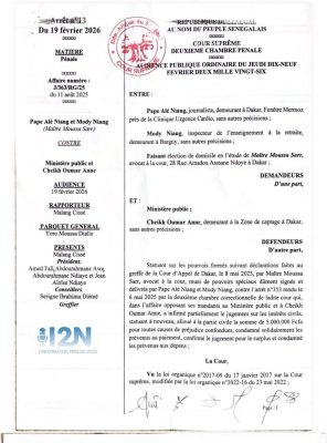 Affaire PAN - Mody Niang et Cheikh Oumar Anne : La Cour Suprême rend son verdict