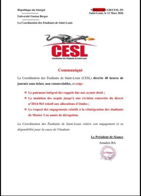 UGB : La coordination des étudiants décrète 48 heures de “journée sans ticket”, non renouvelables