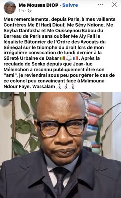 Me Moussa Diop avertit : "Je reviendrai sous peu pour gérer le cas de ce colonel…"