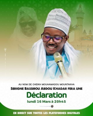 Déclaration officielle : Serigne Bassirou Mbacké Abdou Khadre prend la parole, ce soir 20h45mn