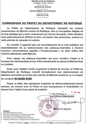 Rufisque : Le Préfet interdit le stationnement des pousse-pousse aux alentours du marché central