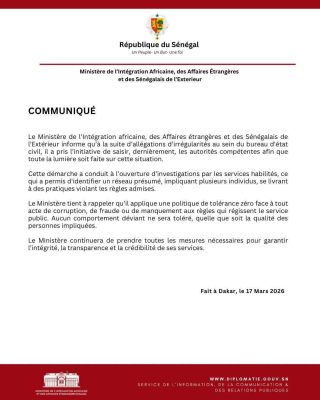 Irrégularités au sein du bureau d’état civil : Le Ministère des Affaires étrangères saisit les autorités compétentes