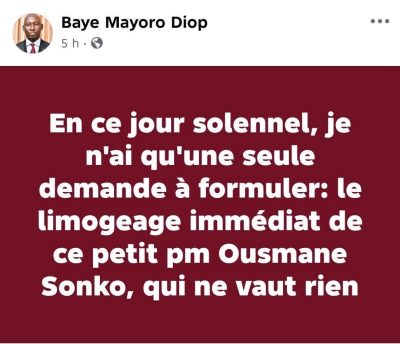 Propos de Baye Mayoro Diop envers Sonko : Babacar Ba condamne et appelle à des sanctions