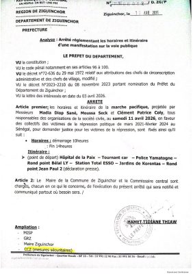 Ziguinchor : La marche contre l’impunité autorisée !