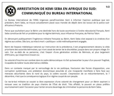 Afrique du Sud : L'activiste panafricain Kemi Seba placé sous mandat de dépôt