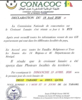 "Nous sommes à un mois et 10 jours de la Tabaski", annonce la CONACOC