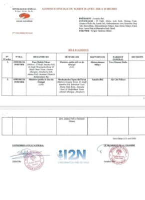 Audience à la Cour Suprême : Pape M. Ndour et Farba Ngom devant la chambre pénale, le mardi 28 avril