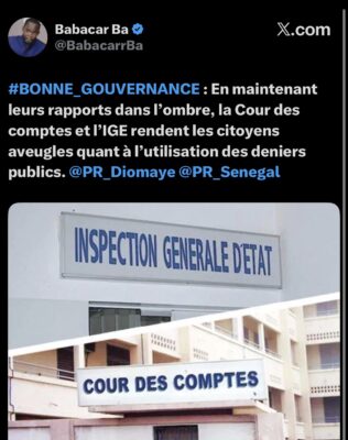 Bonne Gouvernance : Babacar Ba s’interroge sur les rapports dans l’ombre de la Cour des comptes et de l’IGE