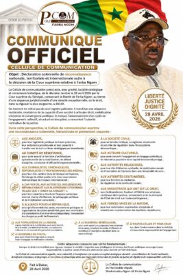 Libération de Farba Ngom : Sa Cellule de Com dit prendre acte de la décision de la cour suprême