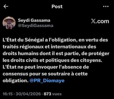S. Gassama : "L'État a l'obligation de protéger les droits civils et politiques des citoyens"