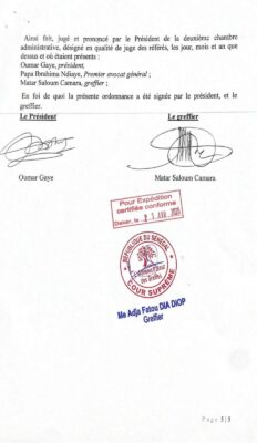 Fonds politiques : La Cour Suprême déboute le juge Dème