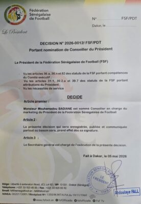 FSF : Mouhamadou BADIANE nommé Conseiller en charge du marketing du Président Abdoulaye FALL