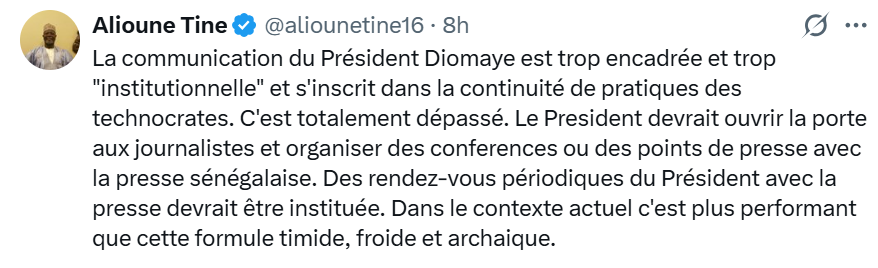 Grande interview avec Diomaye : Alioune Tine dénonce une formule timide, froide et archaïque