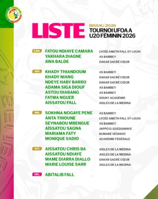 Tournoi UFOA A U20 féminin : La liste des 20 joueuses convoquées dévoilées !