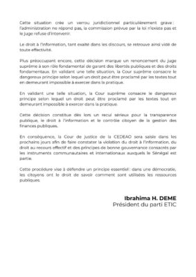Fonds politiques : Le juge Dème va saisir la justice de la CEDEAO
