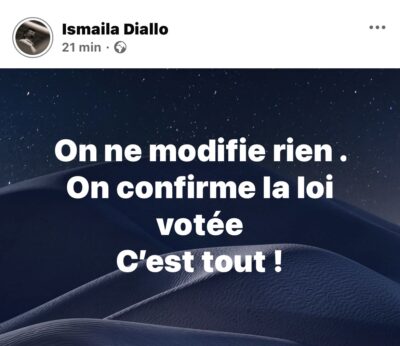 Ismaïla Diallo répond à Diomaye : "On ne modifie rien . On confirme la loi votée. C’est tout !"