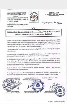 Burkina Faso : Le gouvernement suspend l'exportation du bétail jusqu'à nouvel ordre