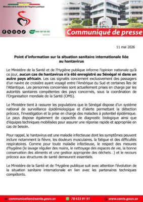 "Aucun cas de hantavirus n'a été enregistré au Sénégal", informe le Ministère de le Santé