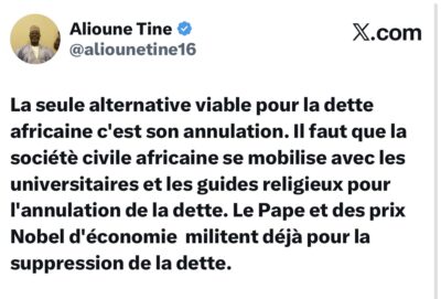 Alioune TINE : "La seule alternative viable pour la dette africaine c'est son annulation"