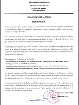 Présence irrégulière de personnes et d'installations sous les autoponts : Le Gouverneur de Dakar annonce de fortes mesures