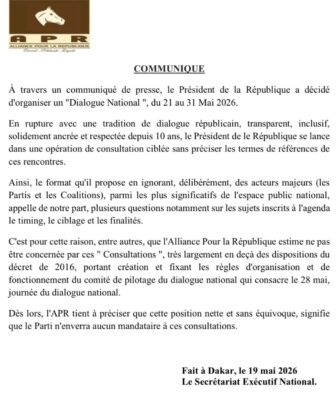 Dialogue national : L’APR rejette les concertations du Président Diomaye Faye