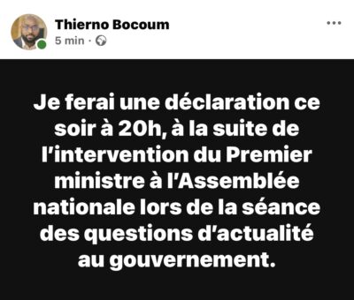 Sortie du Premier Ministre Ousmane Sonko : Thierno Bocoum annonce une déclaration, ce soir